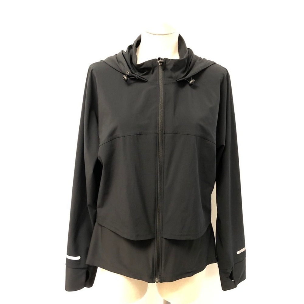 Sweaty Betty Running Jacket Womens L Black Hooded Thumbhole Reflective Active